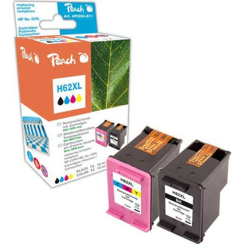Peach Peach PI300-671 nabój z tuszem 2 szt. Zamiennik Czarny, Cyjan, Purpurowy, Żółty
