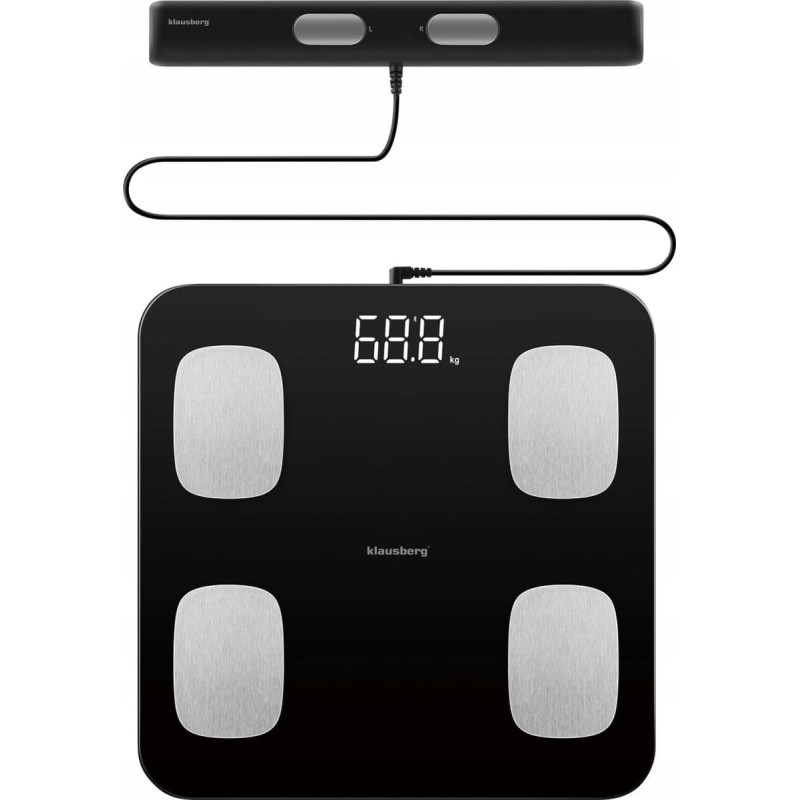Klausberg WAGA ŁAZIENKOWA Z POMIAREM TKANKI TŁUSZCZOWEJ I SKŁADU CIAŁA, SMART, BT, KLAUSBERG KB-7852 CZARNA