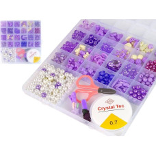 Leantoys Zestaw Koralików Do Robienia Biżuterii Fioletowe Spinki