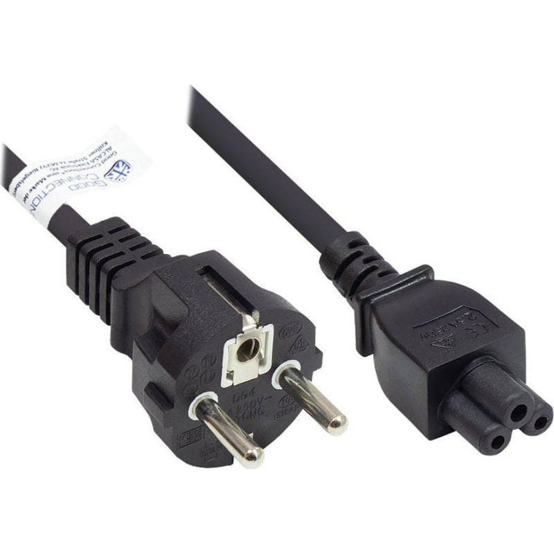 Alcasa P0005-S018 kabel zasilające Czarny 1,8 m Wtyczka zasilająca typu E+F C5 panel