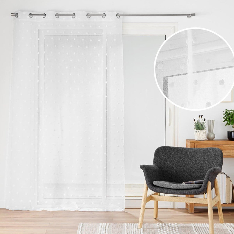 Douceur D`interieur Firana okienna z pomponami, 140 x 240 cm, POMPINOU