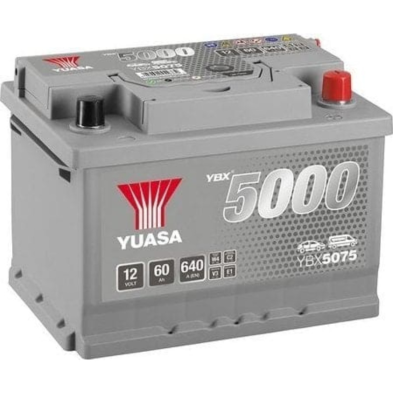 Magneti Marelli Akumulator YUASA 12V 60Ah/640A YBX5000 Silver High Performance SMF (P+ standardowy) 243x175x175 B13 (rozruchowy)