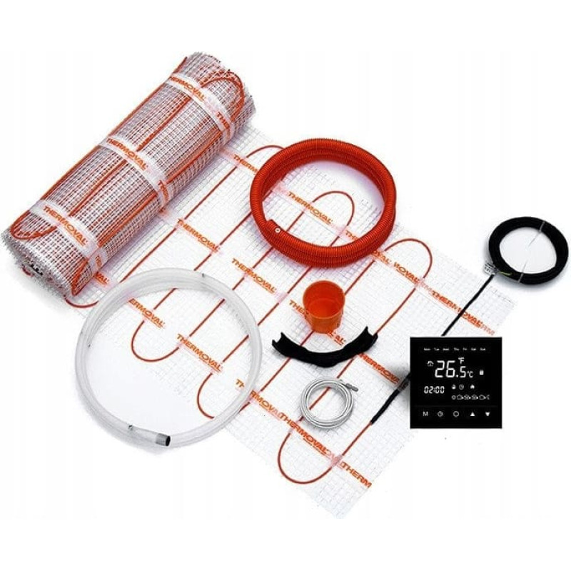 Thermoval Zestaw mata grzejna jednostronnie zasilana WT 2010 AL, 150 W/m2, 8,0 m2, regulator TVT 30 BBOgrzewanie podłogowe