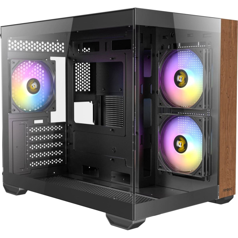 Antec CX600M Wood PC Gehäuse, Mini-Tower, Micro-ATX, Tempered Glass - schwarz, Holz