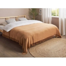 Beliani Narzuta na łóżko YERBENT Bawełna 200 x 220 cm Złoty brąz Lumarko!