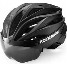 Rockbros Kask rowerowy Rockbros z szybką, odpinane okulary z ochroną UV, unisex - czarny