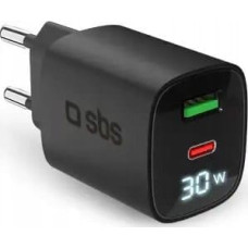 Sbs Mobile SBS PD Travel Charger 30W USB-C/18W USB LCD GaN black