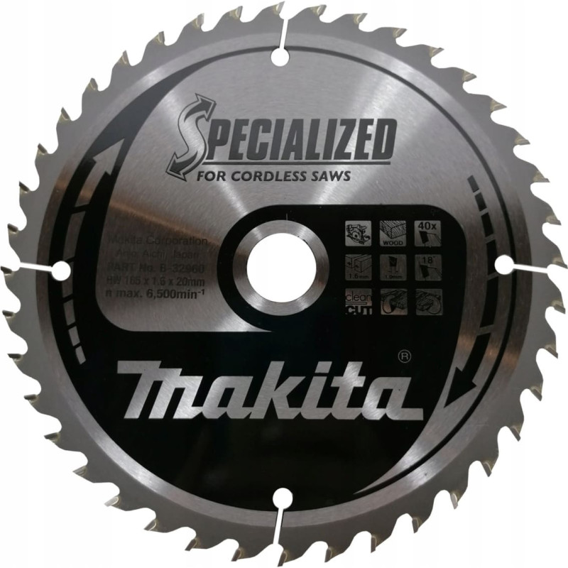 Makita SPECIALIZED Sägeblatt 165x20x40Z