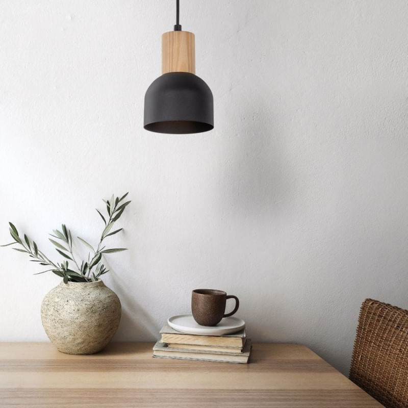 Tkkrywult TK Lighting Cairo 4894 lampa wisząca zwis 1x15W E27 czarna/drewniana