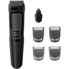 Philips MULTIGROOM Series 3000 MG3711/15, Black, Rectangle, Beard, Ear, Eyebrow, Nose, Stainless steel, Battery, 60 min