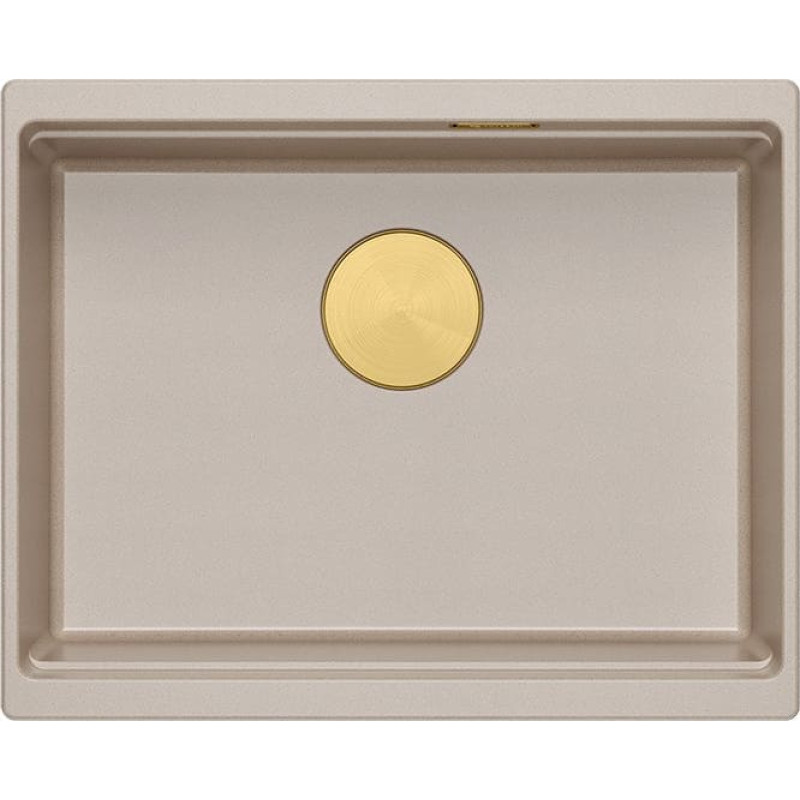 Graniteq LOGAN 100 GraniteQ zlewozmywak pearl beige 56x45x21,5 cm 1-komorowy podwieszany z syfonem manualnym złoty