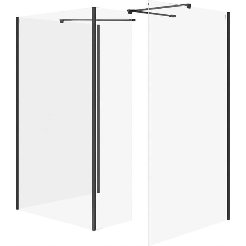 Cersanit (kabiny walk-in) SET B809: Kabina walk-in MILLE z ruchomą ścianką czarny 90x90x90x30x200 (S601-196)