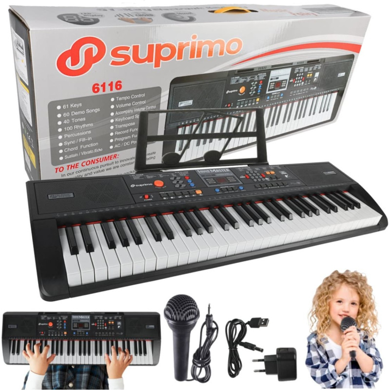 Noname SUPRIMO 6116 keyboard edukacyjny bateryjny klawisz