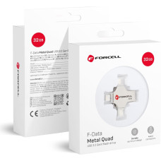 Forcell Pendrive 32GB USB 3.2 Gen 1 (USB A / USB C / Lightning / Micro USB) Forcell F-Data Metal Quad srebrny