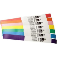 Zebra Wristband, Polypropylene, 1x10in (25.4x254mm); Direct thermal, Z-Band Splash, Adhesive closure, 1in (25.4mm) core, 350/roll, 4/box, Red