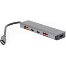 Club 3D PLATINET MEDIA HUB USB-C TO 2X USB-A 3.2 GEN2 + 2X USB-C 3.2 GEN2 + USB-C PD 100W 5IN1 ALUMINIUM [46237]