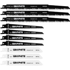Graphite Zestaw brzeszczotów do piły szablastej, TPI 5, TPI 6, TPI 18, HCS/BIM, zestaw 10 szt.