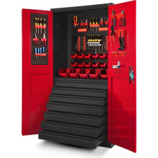 Jan Nowak Warsztatowo-narzędziowa szafa metalowa DAREK, 920 x 1850 x 500 mm, antracytowo-czerwona