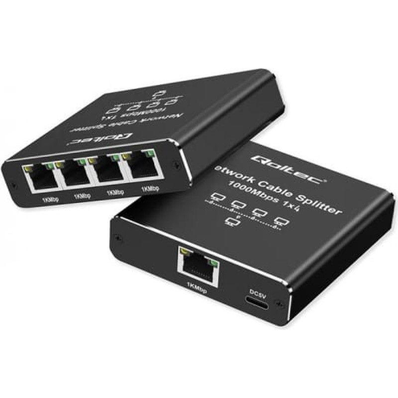 Qoltec Splitter Ethernet mini SWITCH 1x4 RJ45