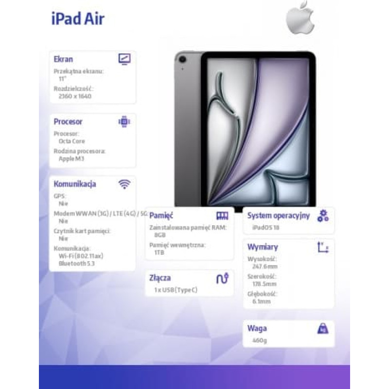 Apple IPAD AIR 11 WIFI 1TB SP G