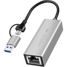 Logilink USB-A/-C to 2,5G Ethernet adapter, gray