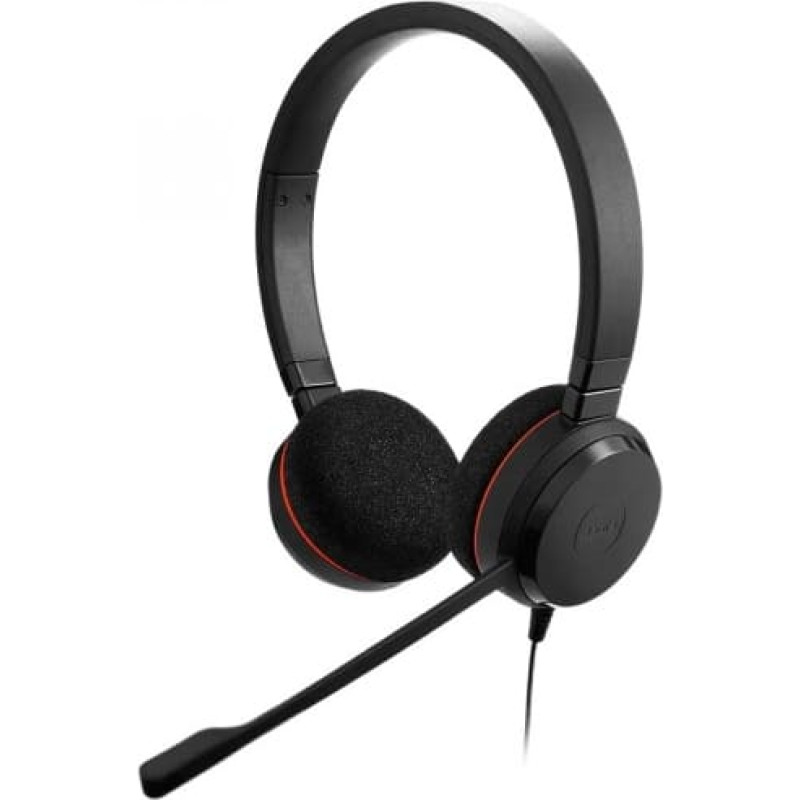 Jabra Evolve 20 austiņas ar vadu, galvas saiti, birojam/zvanu centram, USB C tipa / USB A tipa, melnas