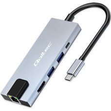 Qoltec HUB USB C 5in1 USB C PD 100W 2xUSB HDMI 4K RJ45