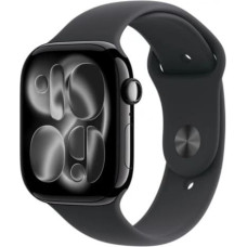 Apple Watch Series 11Â GPS+CellularÂ 46mmÂ Jet Black Aluminium Case with Black Sport Band - S/M