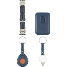 4Smarts Zestaw akcesoriów 4w1 4smarts Style portfel MagSafe, ładowarka do Apple Watch, pasek do Apple Watch, etui na AirTag, niebieski