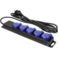 Orno Przedłużacz warsztatowy bryzgoszczelny IP44, 5 gniazd 2P+Z IP44, schuko, przewód gumowy, H05RR-F 3x1,5mm?, długość 3m