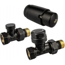 KFA ARMATURA KRAKÓW 757-030-81-BL Zestaw termostatyczny grzejnikowy, prosty komfort pro, czarny