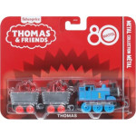 Fisher Price Train Thomas and Friends 80th Anniversary Metal locomotive and 2 wagons