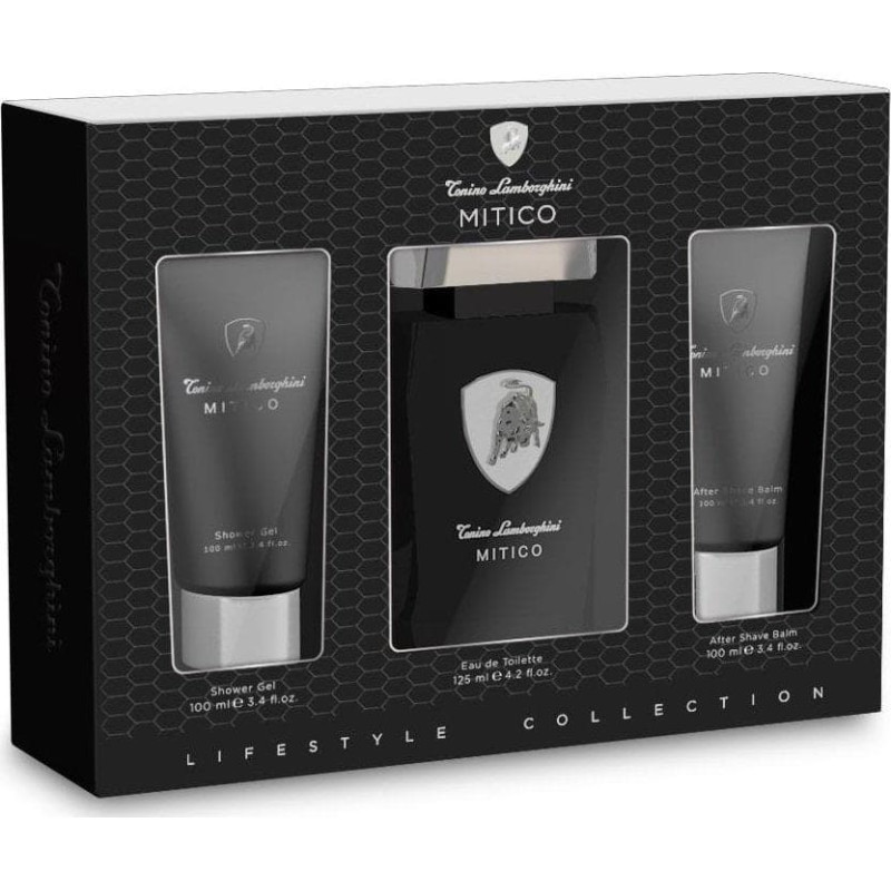 Tonino Lamborghini Mitico zestaw woda toaletowa spray 125ml + balsam po goleniu 100ml + żel pod prysznic 100ml