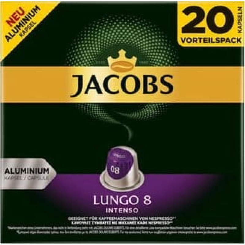 Jacobs Jacobs Lungo Intenso 8 Kawa mielona w kapsułkach 20 szt, 104 g