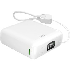 Puro Powerbank Puro 10000mAh 20W USB-C USB-A z wyświetlaczem i wbudowanym kablem USB-C - biały