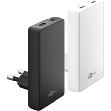 Goobay Podwójna szybka ładowarka USB-C PD GaN 90 Flat (65 W) czarny - Wersja kolorystyczna czarny
