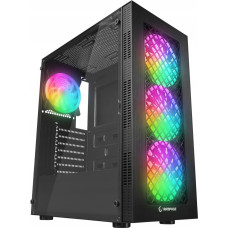 Rampage Obudowa Rampage PLAID V1 Obudowa z oknem 4x wentylator 120mm RGB czarna