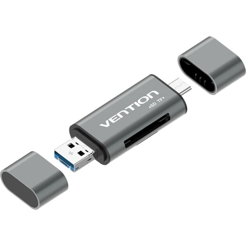 Vention USB3.0 daudzfunkcionāls karšu lasītājs pelēka metāla tips