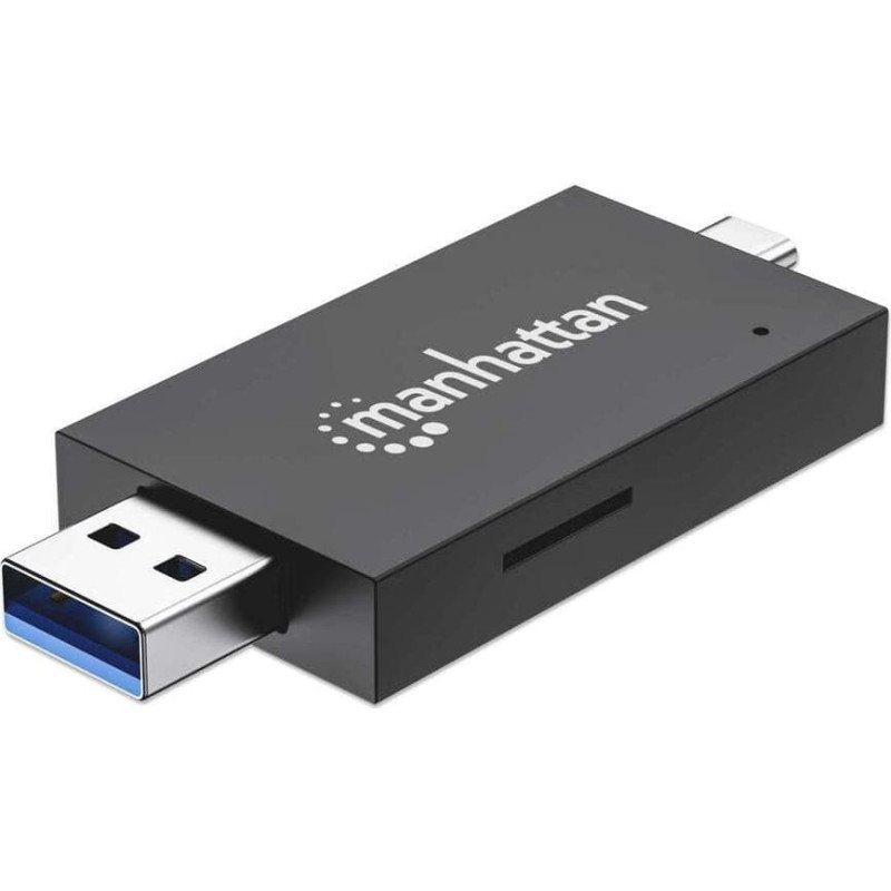 Manhattan 102735 czytnik kart USB 3.2 Gen 1 (3.1 Gen 1) Type-A/Type-C Czarny, Przezroczysty
