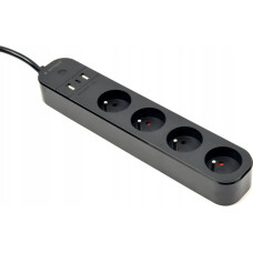 Gembird Inteligentna listwa zasilająca z ładowarką USB 4 gniazda PL czarna