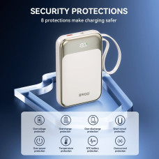 Wekome BWOO P80 powerbank PD 20W 10000 mAh z kablem usb-c i wyświetlaczem złoty