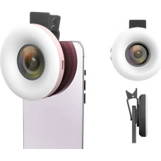 Michaelmarinelli Lampa pierścieniowa MichaelMarinelli Lampka Pierścieniowa LED + Obiektyw Makro 15x + Klips do Telefonu Smartfona / C125 / Różowy