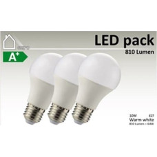 Gripo GRIPO LED pære A60 E27 10W CRI80 3stk 3000K 810Lm >270gr. 60x120 2835SMD 18stk