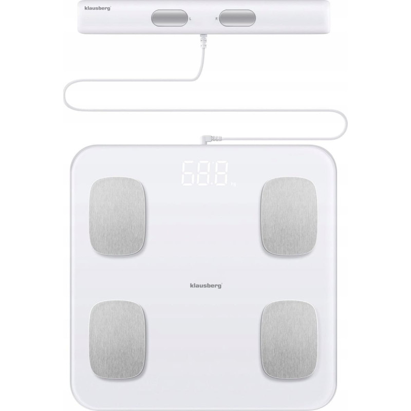 Klausberg WAGA ŁAZIENKOWA Z POMIAREM TKANKI TŁUSZCZOWEJ I SKŁADU CIAŁA, SMART, BT, KLAUSBERG KB-7853 BIAŁA