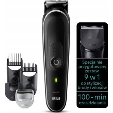 Braun Braun 9-in-1 Styling-Set 5 MGK5410 Bart - Korper - Haar. Mit 100 Min. Akkulaufzeit - Aufbewahrungsbeutel - in Grau - Schwarz - Metall - Kunststoff - 1 mm - 2,1 cm - Universal - Bart - Ohr - Gesicht - Nase