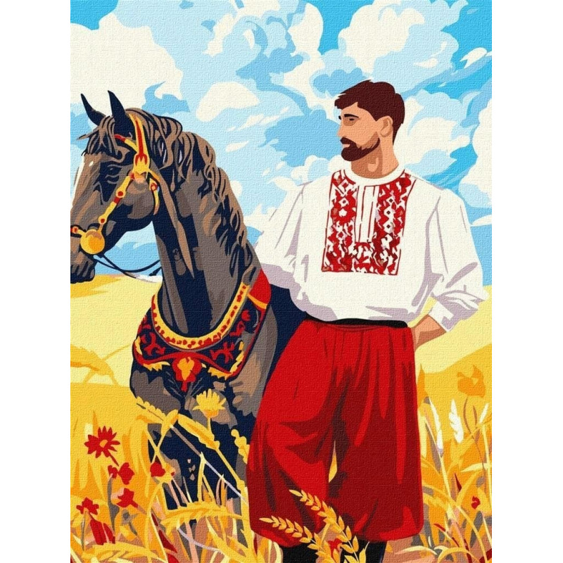 Ideyka Malowanie po numerach - Kozak na polu 30x40cm
