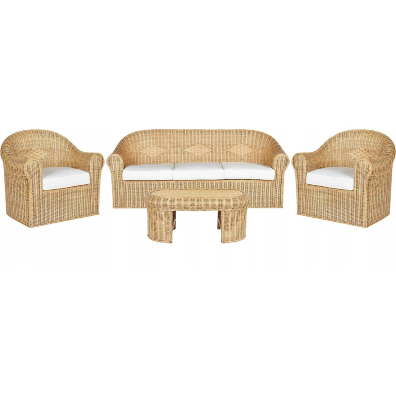 Beliani Zestaw ogrodowy ze stolikiem dla 5 osób LIVADEIA Rattan Naturalny Lumarko!