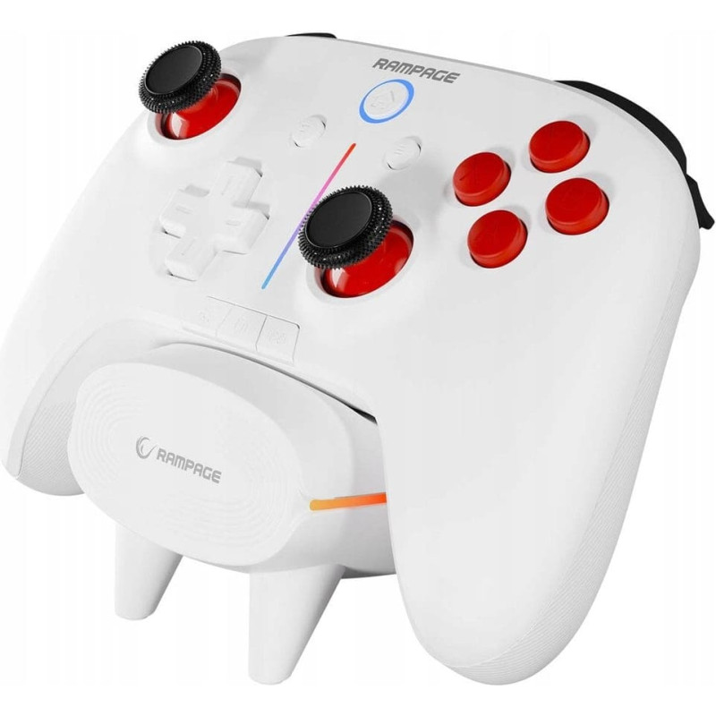 Rampage Hydra Pro Kontroler RGB bezprzewodowy pad ze stacją ładującą biały