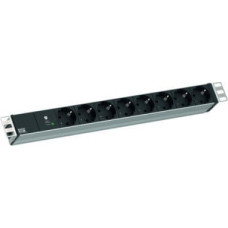 Bachmann Listwa zasilająca Bachmann BACHMANN 19 1U 8xCEE7/3 RAL7035 1xSPD-Plus 2,0m CEE7/7