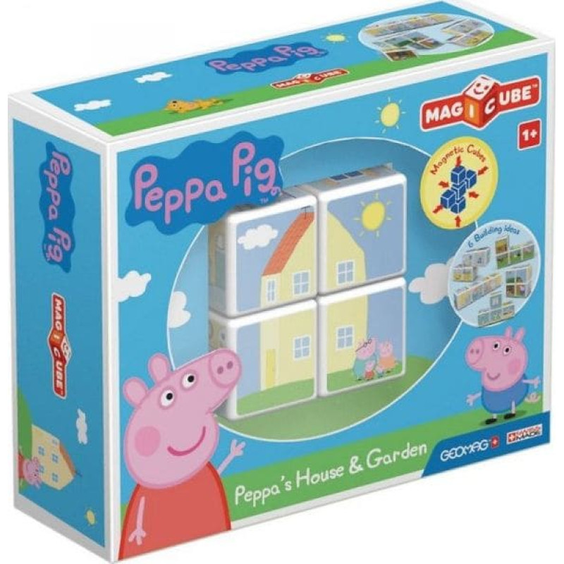 Trefl GEOMAG MagiCube Świnka Peppa / Peppa Pig - Dom i ogród - klocki magnetyczne 4el. G050